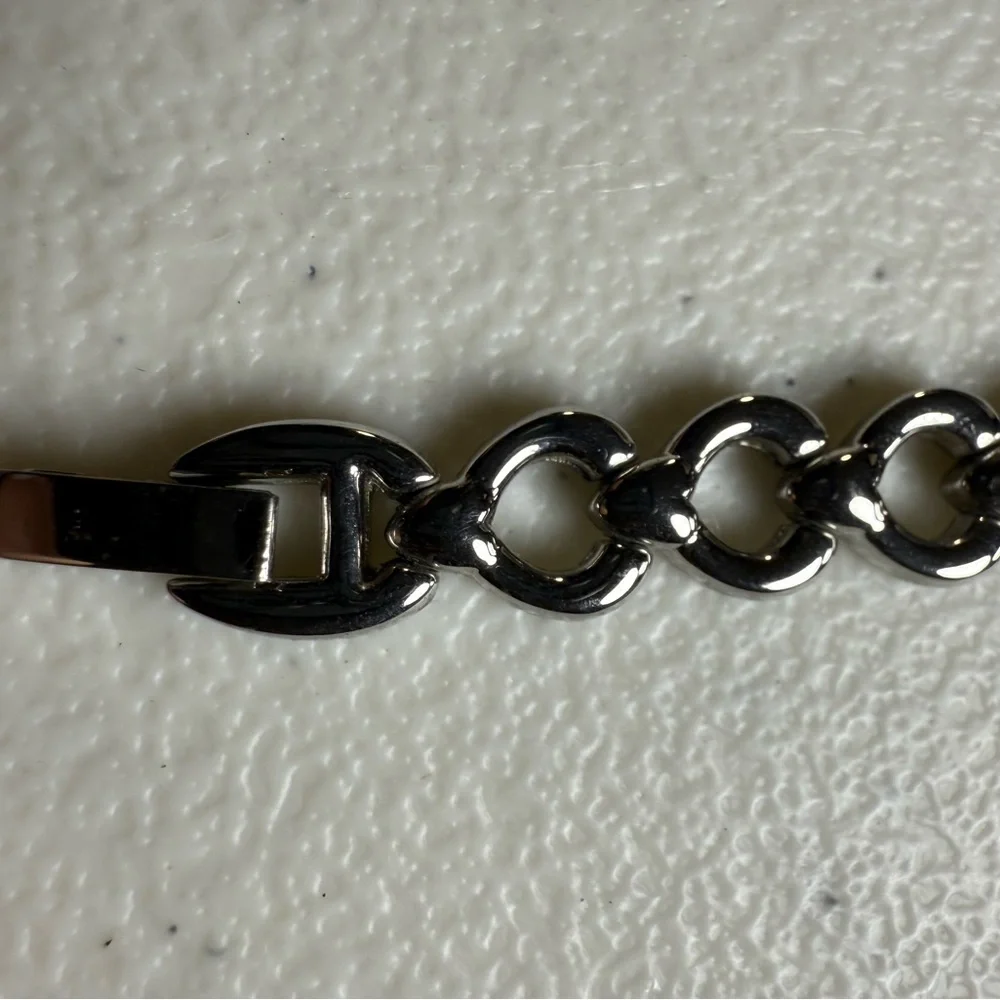 Y2K Shiny Silver Link Watch Versatile Dressy / Casual Marcasite Crystals 6 3/4”